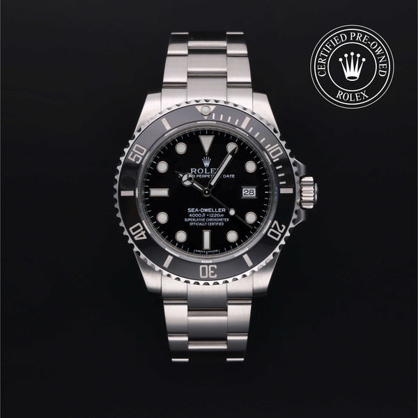 Rolex Certified Pre-owned Sea-Dweller M116600-0003 front on black background