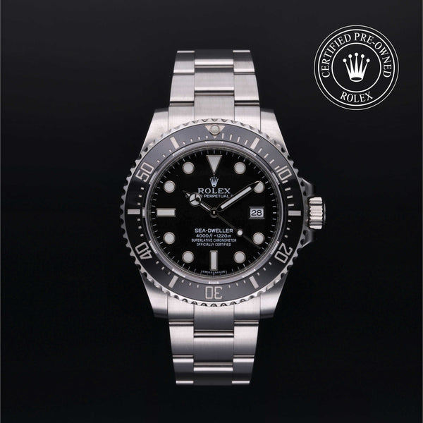 Rolex Certified Pre-owned Sea-Dweller M116600-0003 front on black background