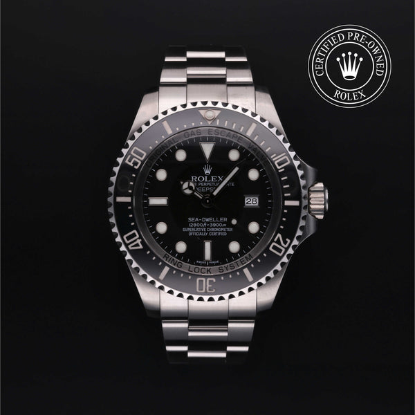 Rolex Certified Pre-owned Sea-Dweller M116660-0001 front on black background