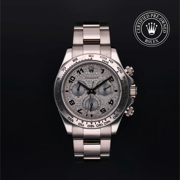 Rolex Certified Pre-owned Daytona M116509-0056 front on black background