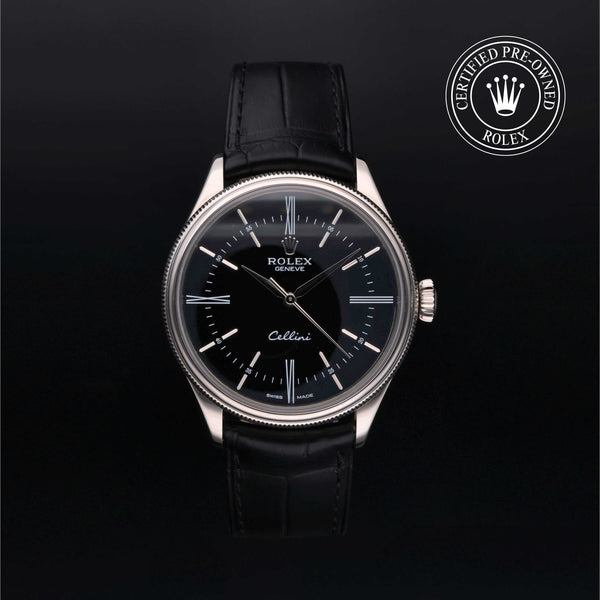 Rolex Certified Pre-owned Cellini M50509-0004 front on black background