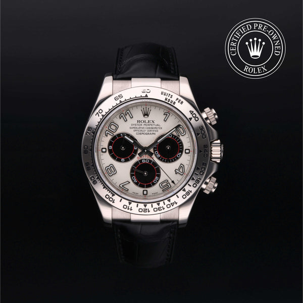 Rolex Certified Pre-owned Daytona M116519-0167 front on black background