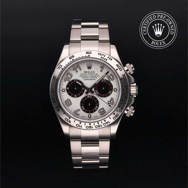 Rolex Certified Pre-owned Daytona M116509-0019 front on black background