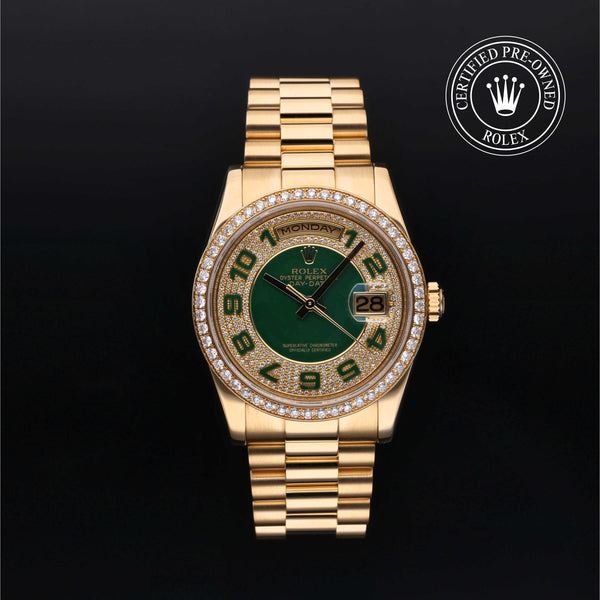 Rolex Certified Pre-owned Day-date M118348-0054 front on black background