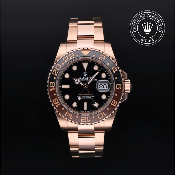 Rolex Certified Pre-owned GMT II M126715CHNR-0001 front on black background