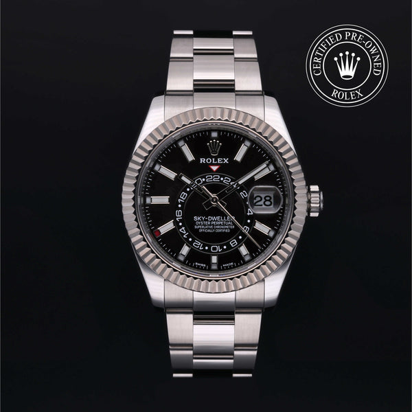 Rolex Certified Pre-owned Sky-Dweller M326934-0001 front on black background