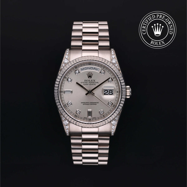 Rolex Certified Pre-owned Day-date M118339-0020 front on black background