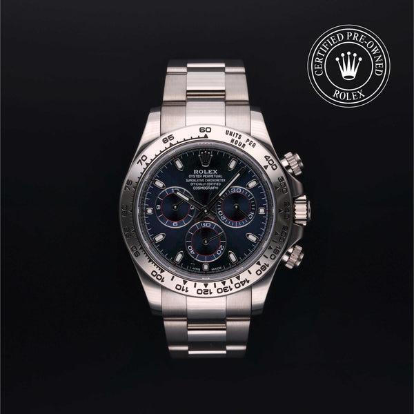 Rolex Certified Pre-owned Daytona M116509-0071 front on black background