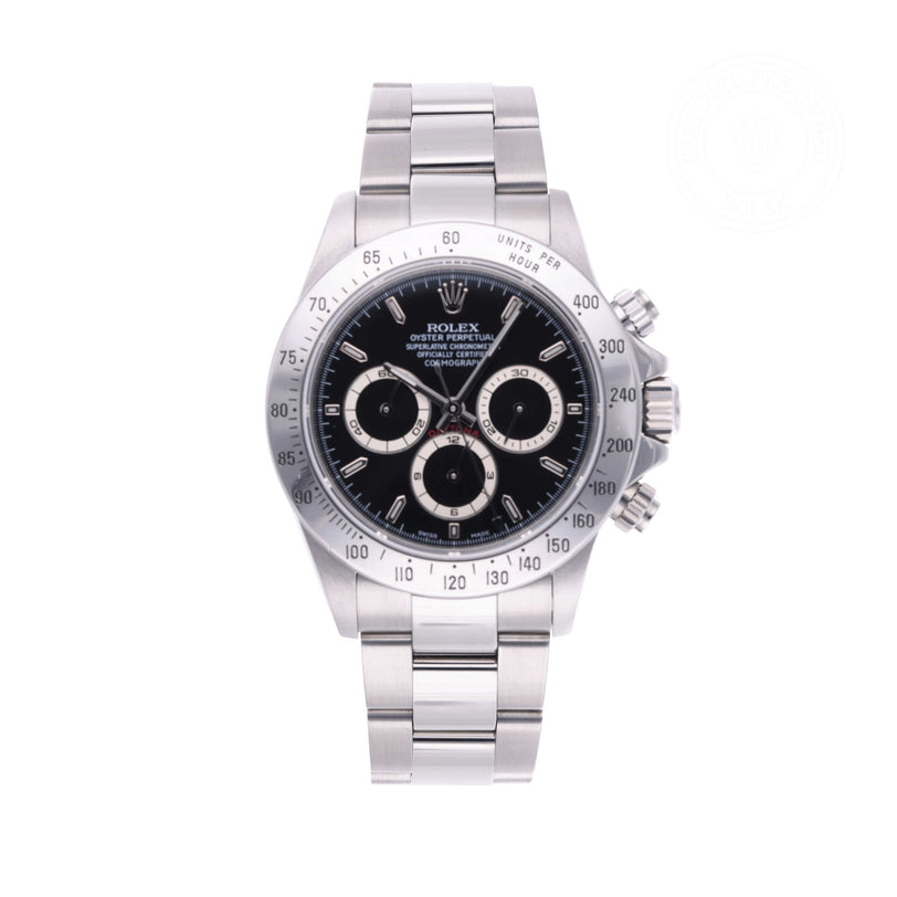 Rolex Certified Pre-owned Daytona M16520-0002 front on white background