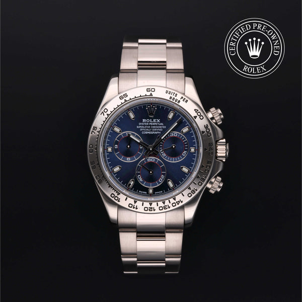Rolex Certified Pre-owned Daytona M116509-0071 front on black background