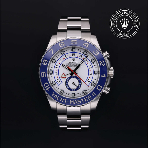 Rolex Certified Pre-owned Yacht-Master M116680-0001 front on black background
