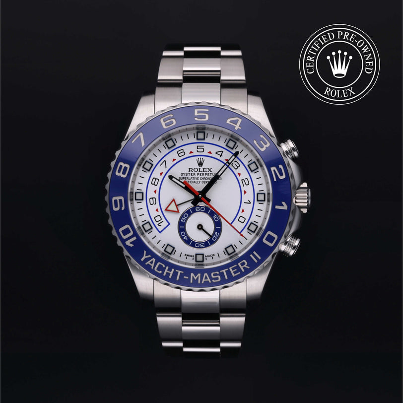 Rolex Certified Pre-owned Yacht-Master M116680-0001 front on black background