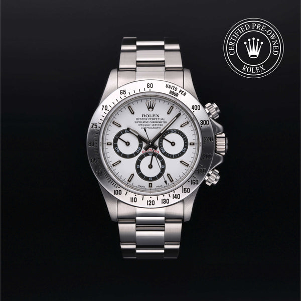 Rolex Certified Pre-owned Daytona M16520-0002 front on black background