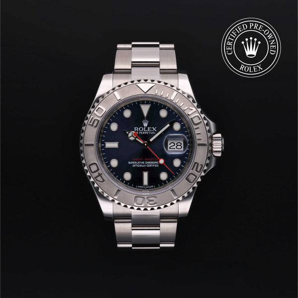 Rolex Certified Pre-owned Yacht-Master M116622-0001 front on black background