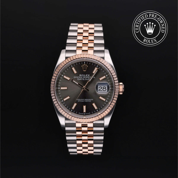 Rolex Certified Pre-owned Datejust M126231-0013 front on black background
