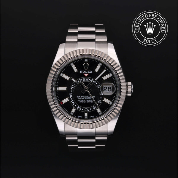 Rolex Certified Pre-owned Sky-Dweller M326934-0005 front on black background