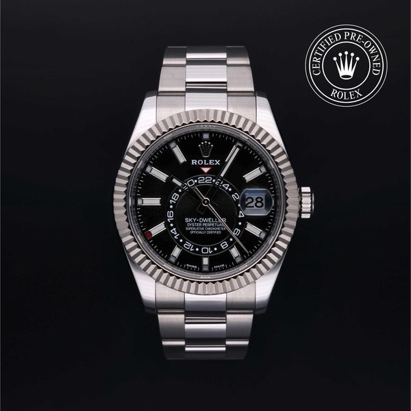 Rolex Certified Pre-owned Sky-Dweller M326934-0005 front on black background