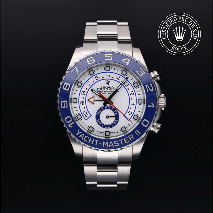 Rolex Certified Pre-owned Yacht-Master M116680-0001 front on black background