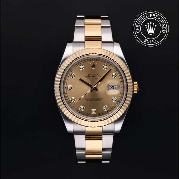 Rolex Certified Pre-owned Datejust M116333-0007 front on black background