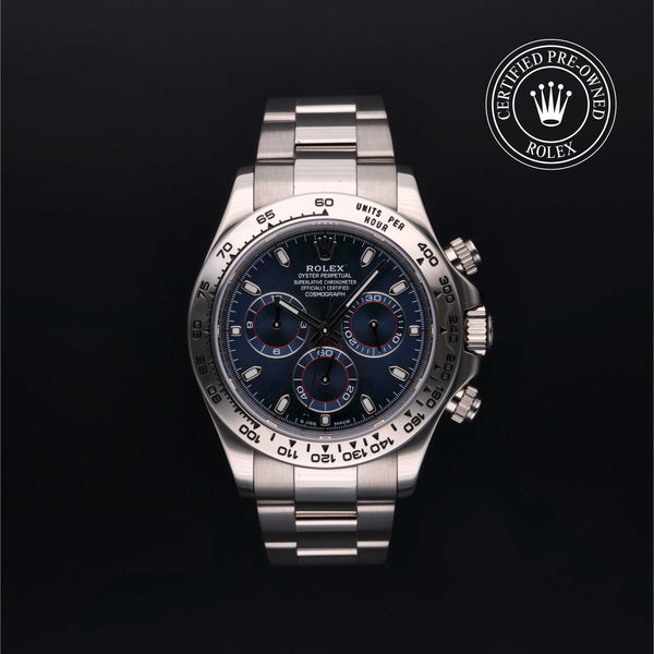 Rolex Certified Pre-owned Daytona M116509-0036 front on black background