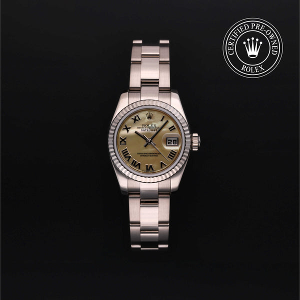 Rolex Certified Pre-owned Lady Datejust M179179-0136 front on black background