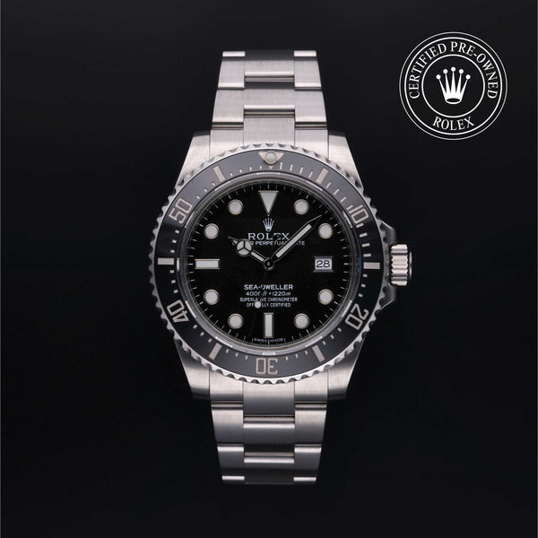 Rolex Certified Pre-owned Sea-Dweller M116600-0003 front on black background