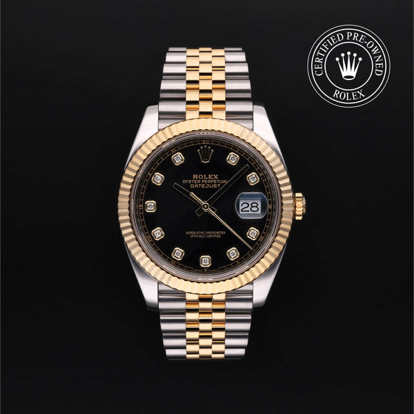 Rolex Certified Pre-owned Datejust M126333-0006 front on black background