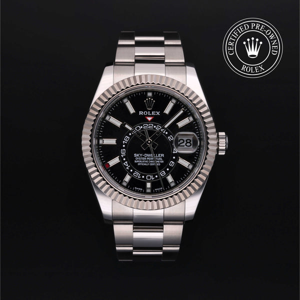 Rolex Certified Pre-owned Sky-Dweller M326934-0005 front on black background