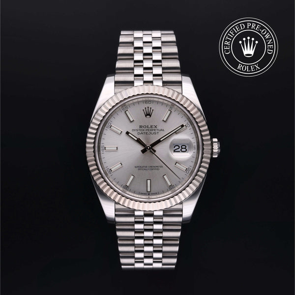Rolex Certified Pre-owned Datejust M126334-0004 front on black background