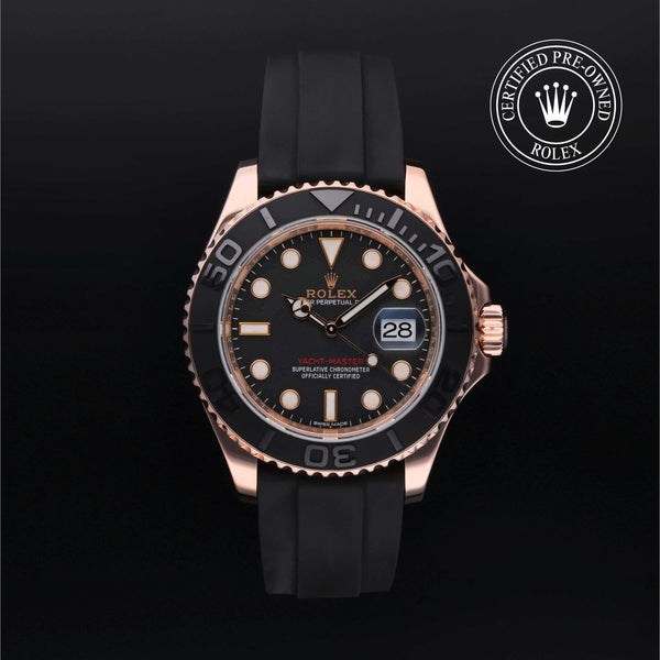 Rolex Certified Pre-owned Yacht-Master M116655-0001 front on black background