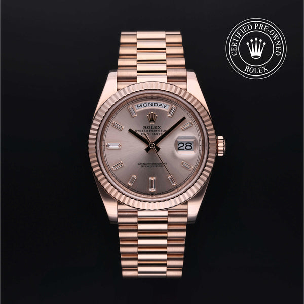 Rolex Certified Pre-owned Day-date M228235-0004 front on black background
