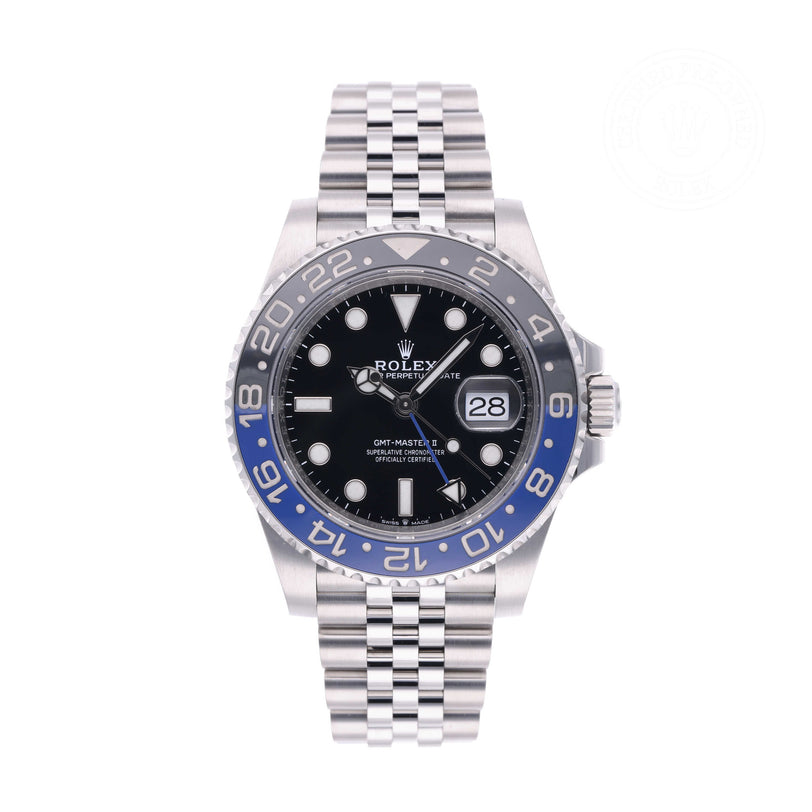 Rolex Certified Pre-owned GMT II M126710BLNR-0002 front on white background