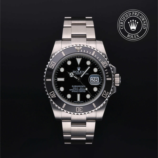 Rolex Certified Pre-owned Submariner M116610LN-0001 front on black background