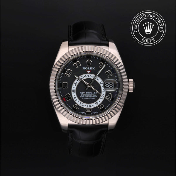 Rolex Certified Pre-owned Sky-Dweller M326139-0003 front on black background