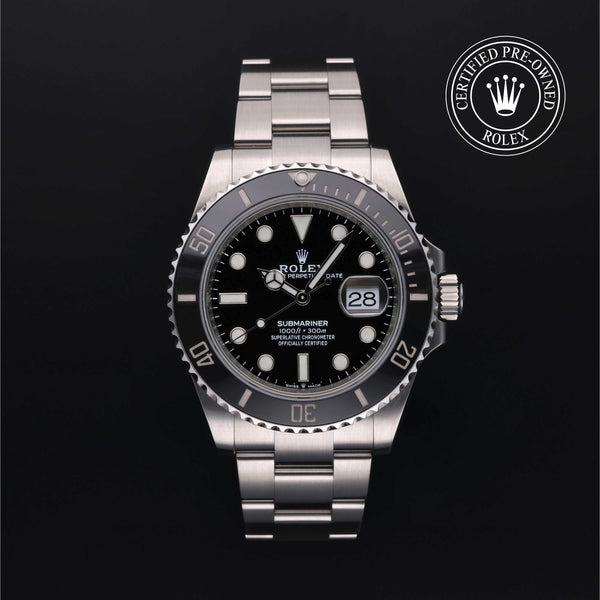 Rolex Certified Pre-owned Submariner M126610LN-0001 front on black background