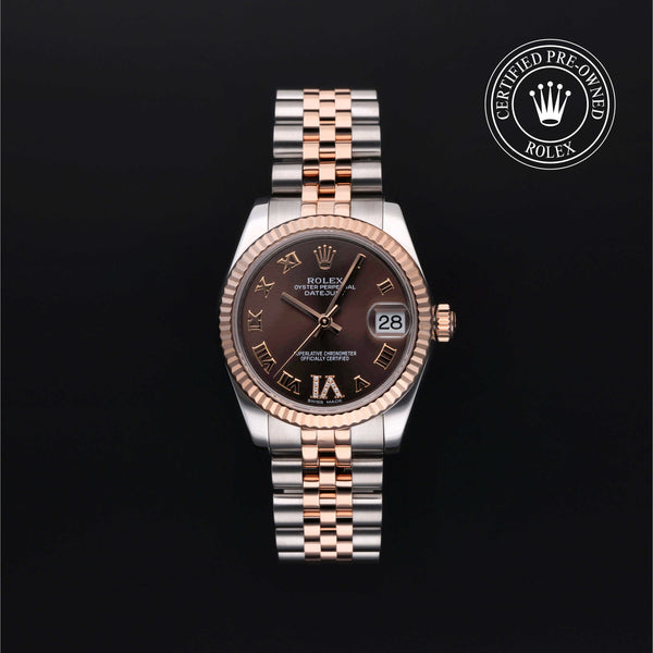 Rolex Certified Pre-owned Lady Datejust M178271-0071 front on black background