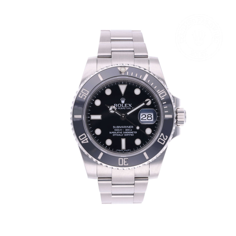 Rolex Certified Pre-owned Submariner M116610LN-0001 front on white background