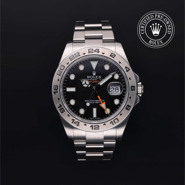 Rolex Certified Pre-owned Explorer M216570-0002 front on black background
