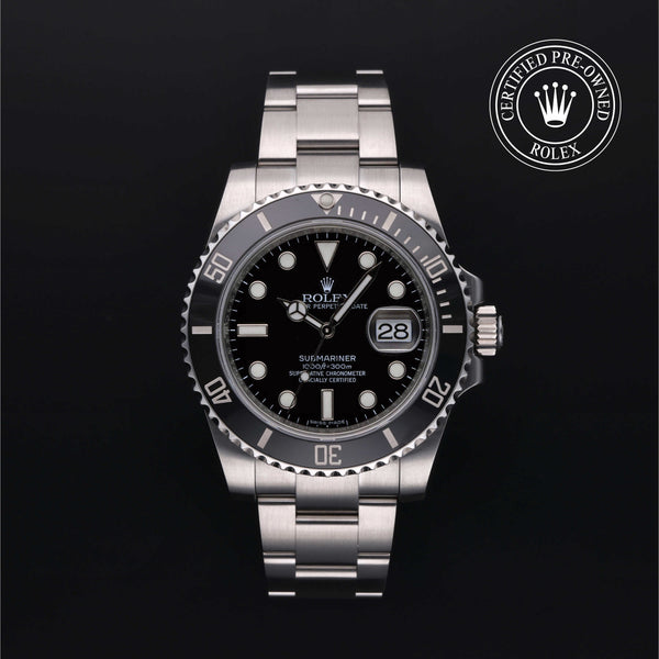 Rolex Certified Pre-owned Submariner M116610LN-0001 front on black background