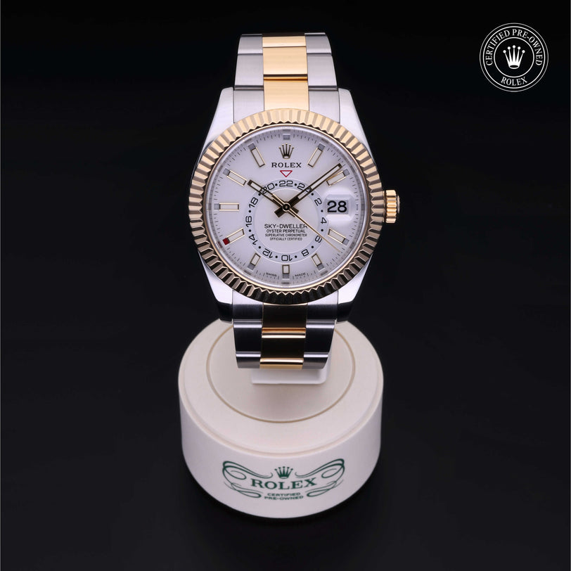 Rolex Certified Pre-owned Sky-Dweller M326933-0009 front on black background