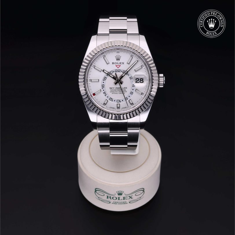 Rolex Certified Pre-owned Sky-Dweller M326934-0001 front on black background