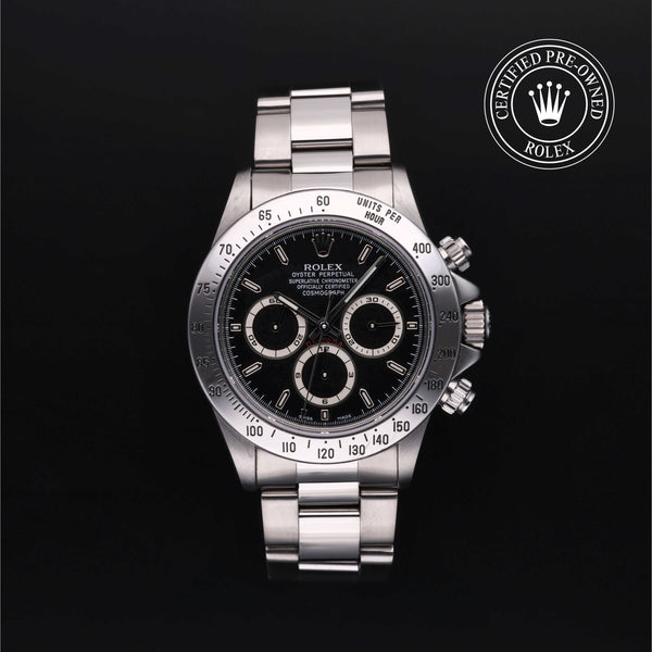 Rolex Certified Pre-owned Daytona M16520-0002 front on black background