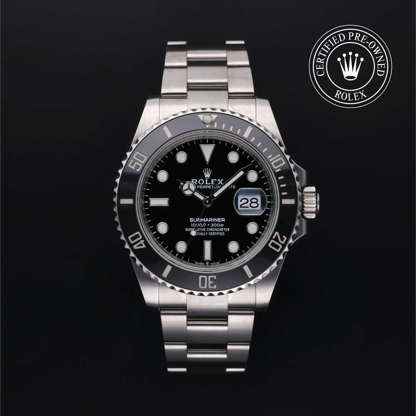 Rolex Certified Pre-owned Submariner M126610LN-0001 front on black background