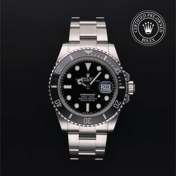 Rolex Certified Pre-owned Submariner M126610LN-0001 front on black background