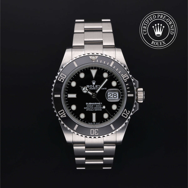 Rolex Certified Pre-owned Submariner M126610LN-0001 front on black background