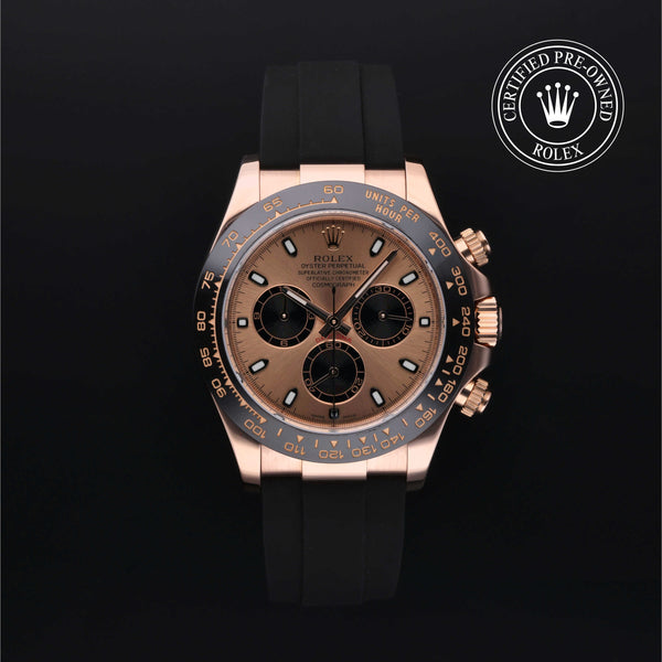 Rolex Certified Pre-owned Daytona M116515LN-0013 front on black background