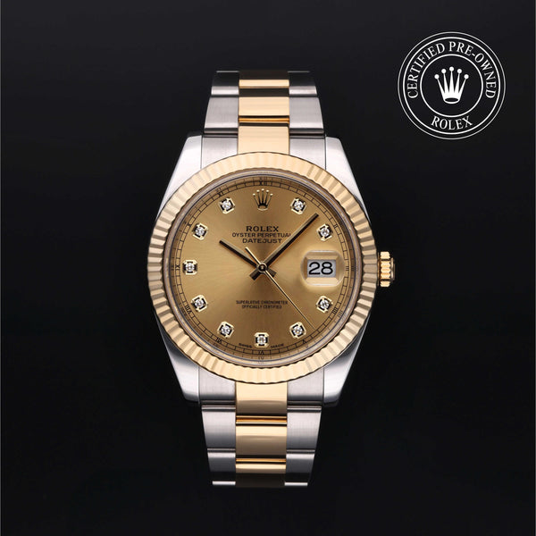 Rolex Certified Pre-owned Datejust M126333-0011 front on black background
