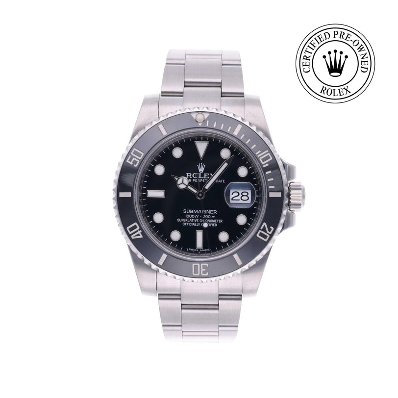 Rolex Certified Pre-owned Submariner M116610LN-0001 front on white background