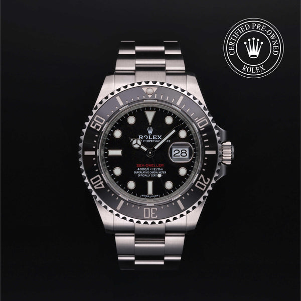 Rolex Certified Pre-owned Sea-Dweller M126600-0001 front on black background
