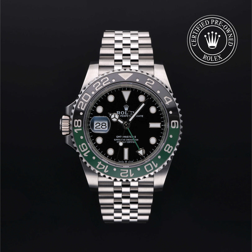 Rolex Certified Pre-owned GMT M126720VTNR-0002 front on black background